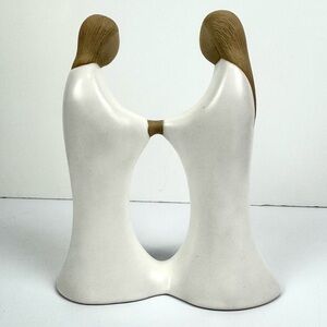 Jack Black Navajo Man Woman Couple Holding Hand Pottery Figurine VTG 1991 Signed